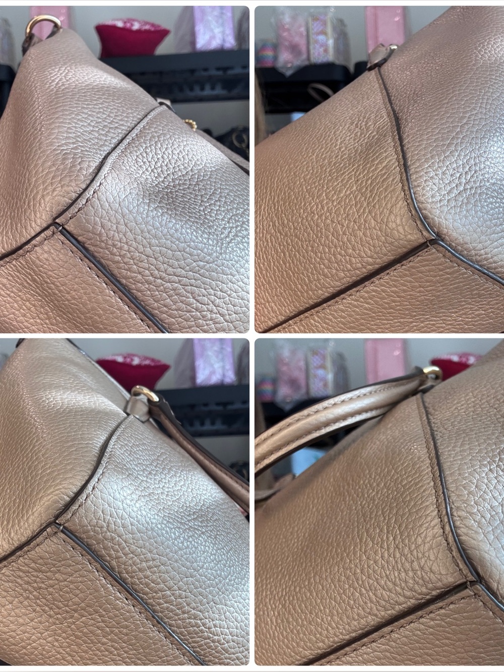 Coach Mini Kelsey Metallic leather EUC - Picture 12 of 17